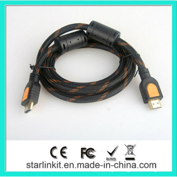 Câble HDMI haute vitesse 3D 4k plaqué or Orange noir